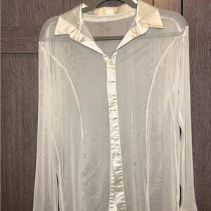 Sheer White Button-Up Blouse